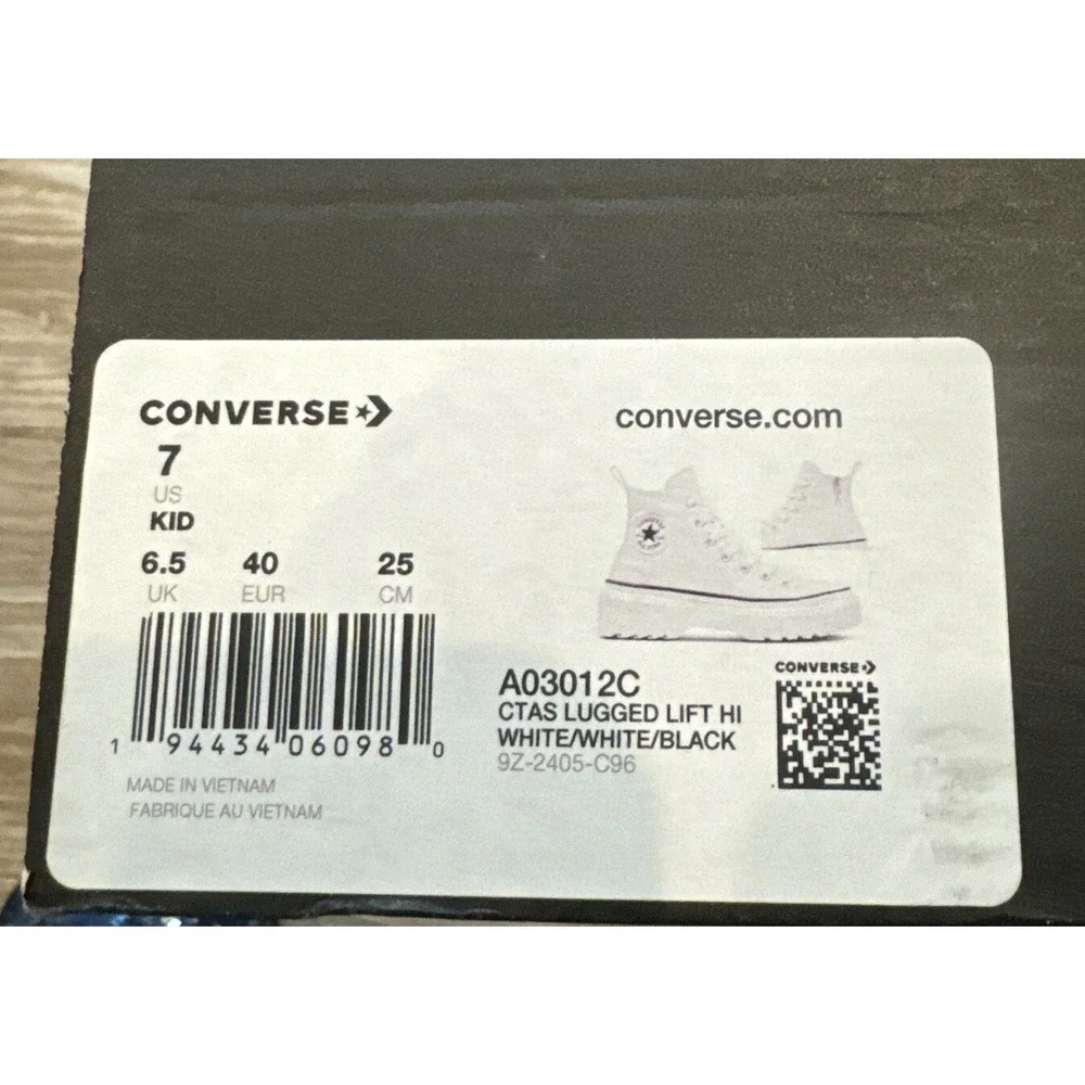 Converse Kids Chuck‎ Taylor All Star Lugged Lift Platform Canvas High Top Shoe 7